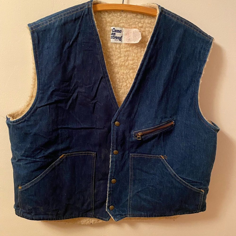 1970s faux shearling denim western vest